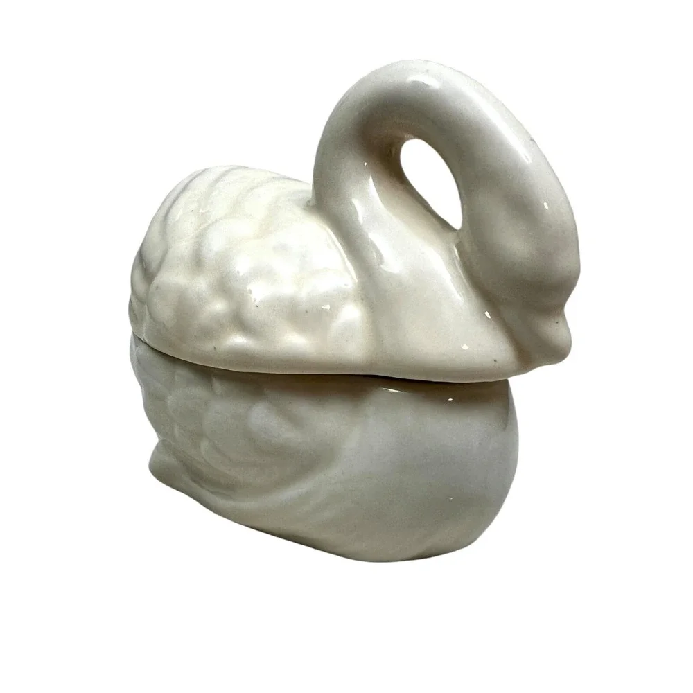 Vintage Loomco Swan Ceramic Porcelain Trinket Figurine 3 in High
